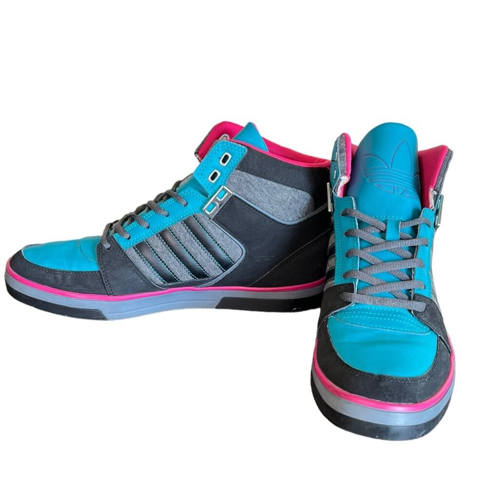 Adidas Original Hard Court Pink/Teal/Gray Mid-Top Sneakers Men’s Size 9.5